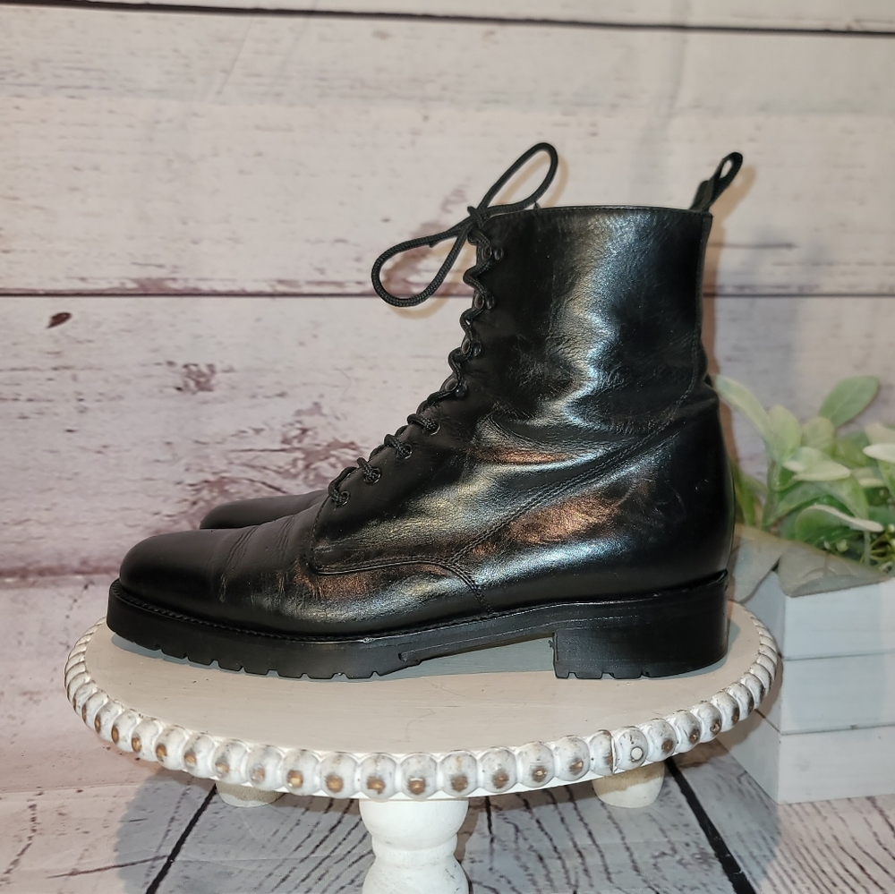 RITZ New York Black  Leather Moto Combat Ankle Lace-up Boots Size 36.5 EU, 6 US - Picture 7 of 12